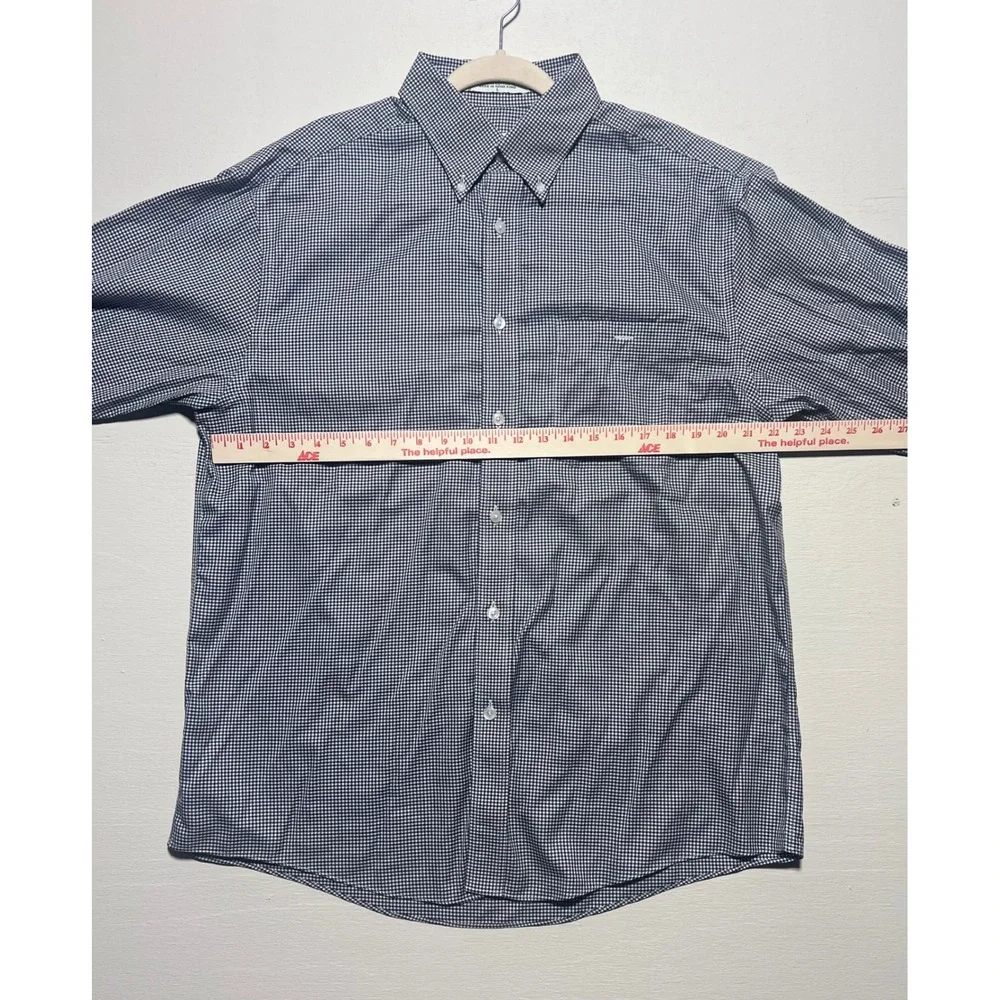 Orvis Mens Large Blue Gingham Check Button Down Shirt Long Sleeve 100% Cotton